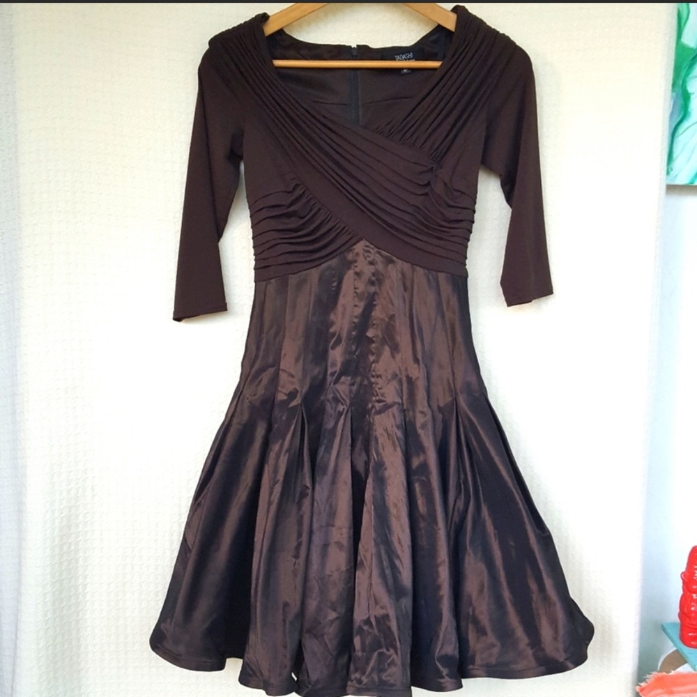 Size 2 Tadashi brown dress. Worn once and in perfect condition!